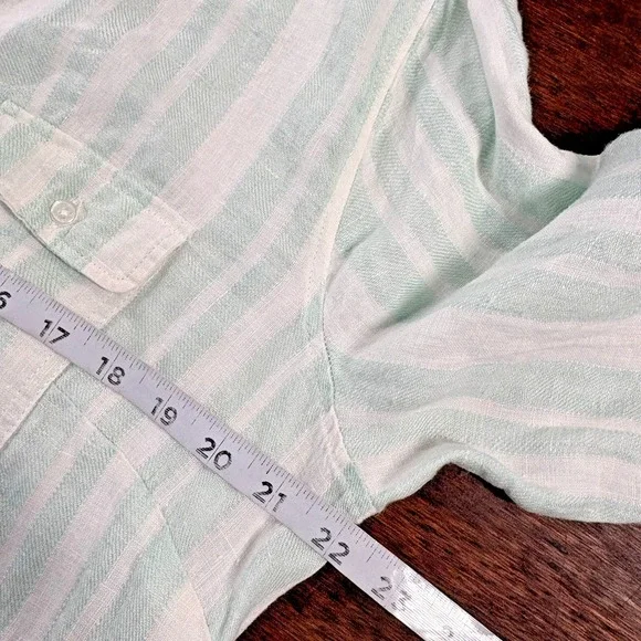 New Linen Pastel Striped Shirt Dress XL Coastal Beachy Old Money Preppy Minimal - Picture 10 of 12